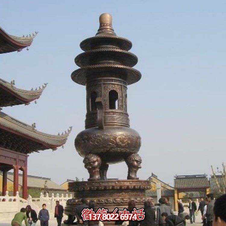 精美鑄銅大型寶蓋香爐，祈福燒香進寶