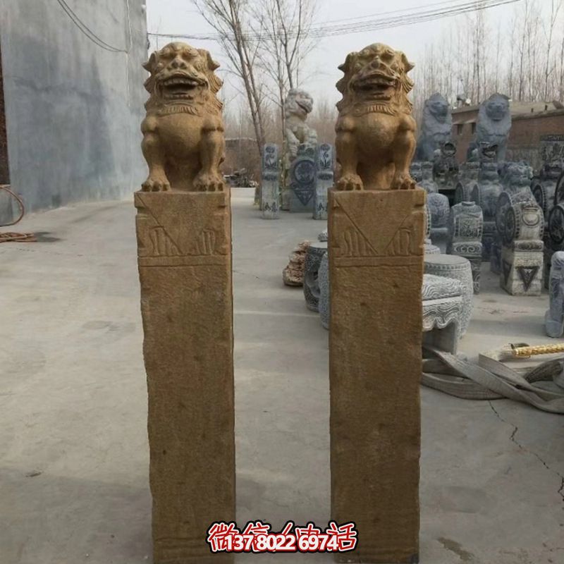 砂巖拴馬柱擺件，為你的寺廟門口增添優(yōu)雅氣息