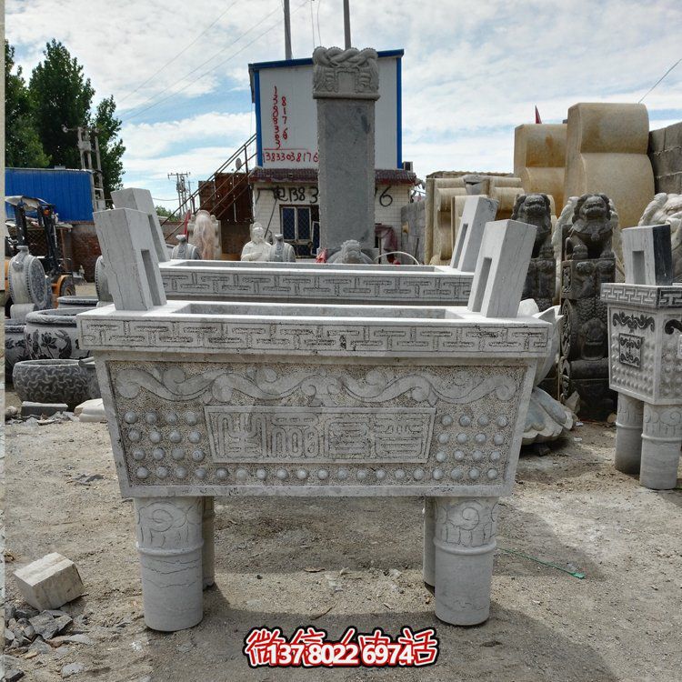 大型戶外石雕大理石香爐擺件，為園林景觀增添靈動(dòng)之美