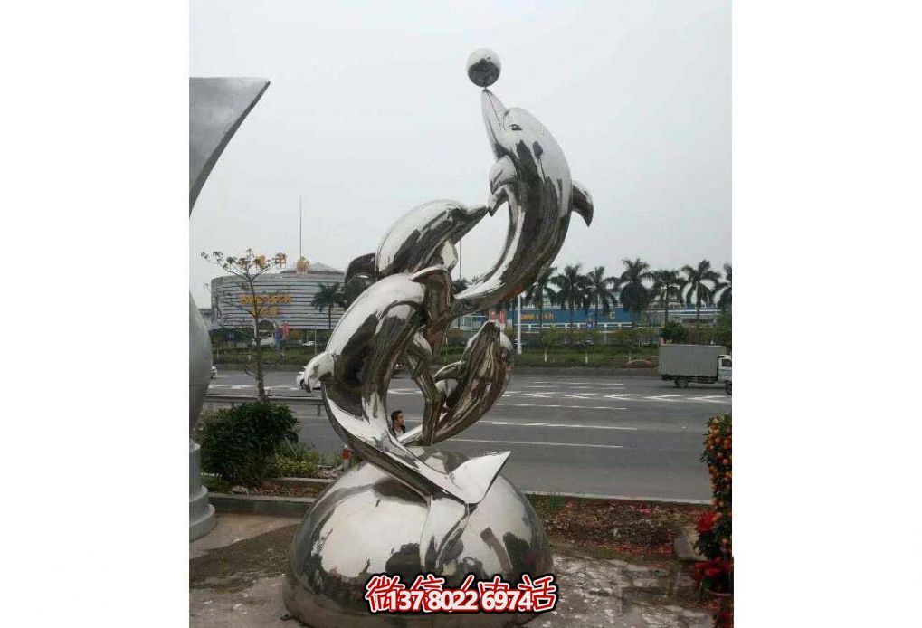 不銹鋼海豚雕塑，玩起來(lái)讓街道飛躍！