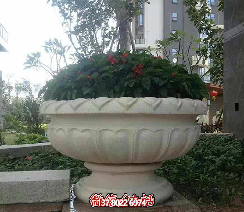 精美巨型大理石石雕花盆雕塑，讓你的別墅街道更加精彩