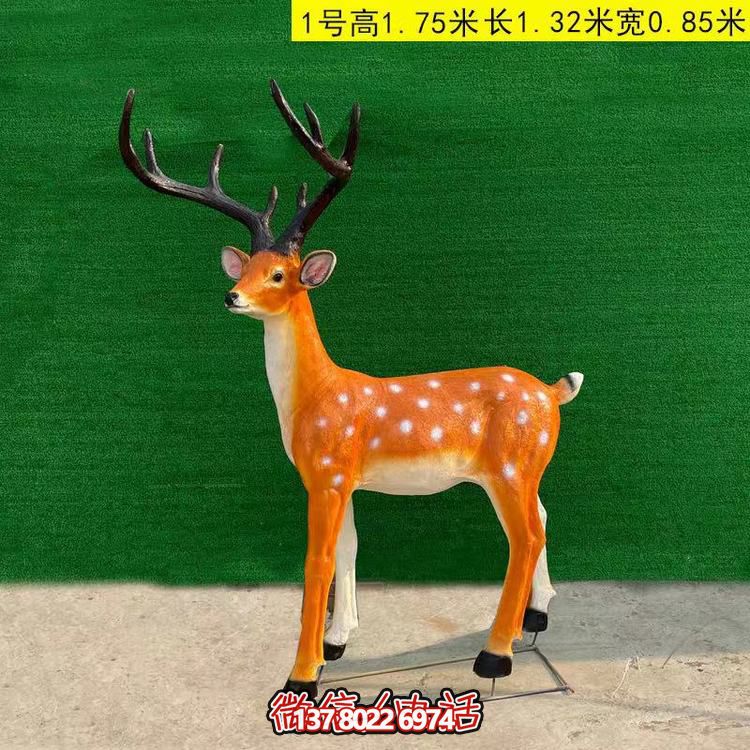 玻璃鋼仿銅梅花鹿雕塑，點綴園林景觀