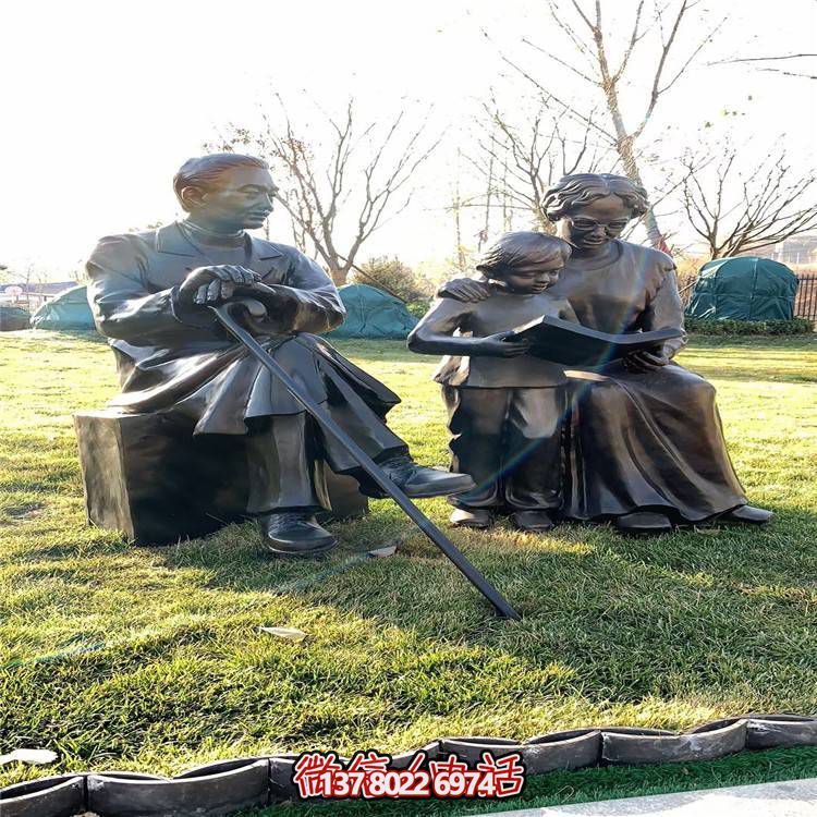 仿銅民俗人物雕塑，玻璃鋼裝飾公園戶外