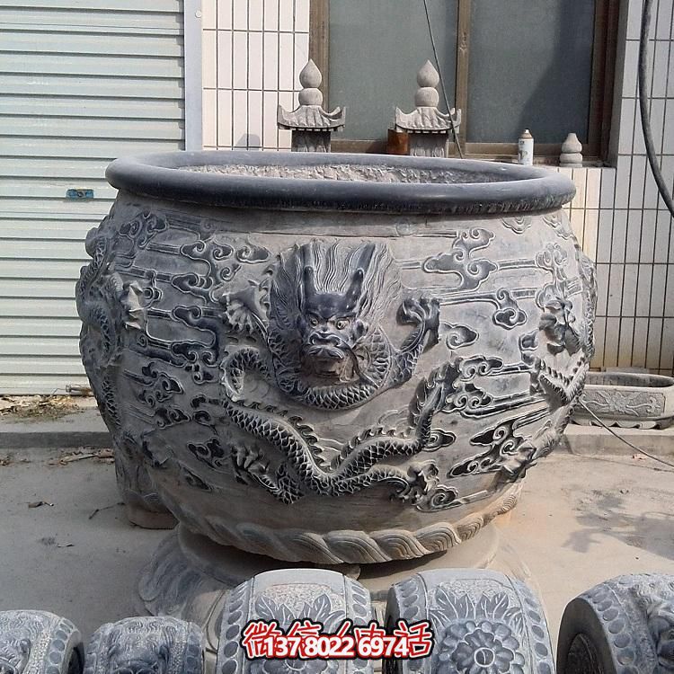 石雕仿古舊圓形裝飾缸，精美外觀，多功能應(yīng)用