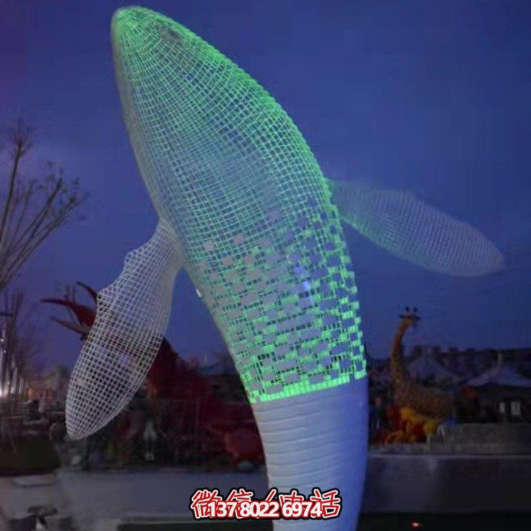 不銹鋼鯨魚雕塑景觀，營造完美空間氛圍