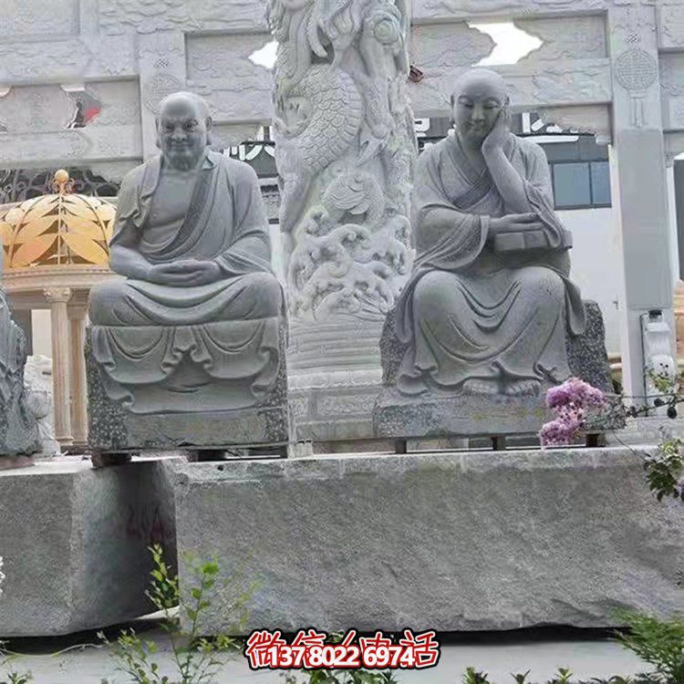 大型戶外石雕佛像雕塑，裝點(diǎn)美麗的寺院園林
