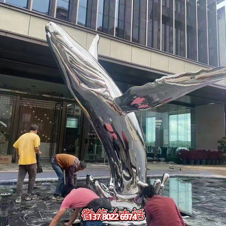 大型不銹鋼鏤空魚類擺件，為戶外水景商場售樓部裝飾
