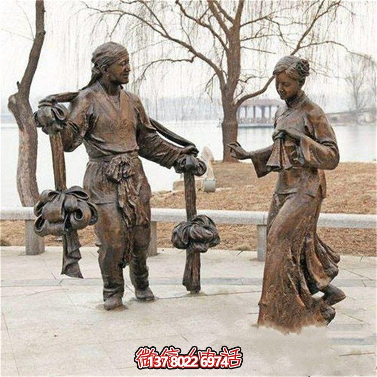 仿銅玻璃鋼雕塑民俗人物，給你公園步行街的別樣魅力