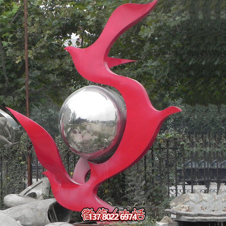 不銹鋼抽象鴿子雕塑，為您的園林景觀增添高雅氣息