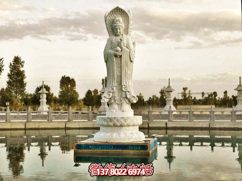 大型漢白玉石雕觀音雕塑，讓你的戶外景區(qū)更加完美