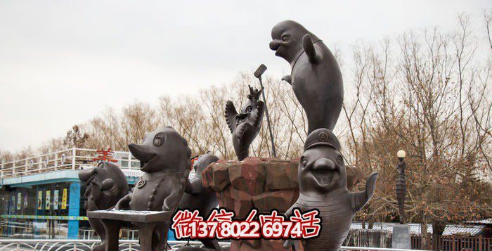 不銹鋼海豚雕塑，個性創(chuàng)意花園裝飾