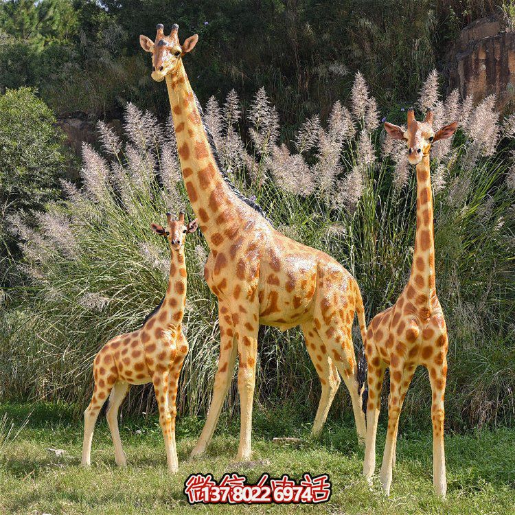 玻璃鋼彩繪大型仿真長頸鹿，為動物園、園林添彩