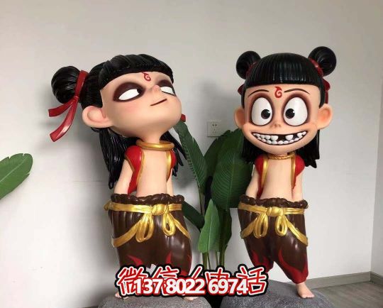 玻璃鋼哪吒雕塑精美彩繪，給景區(qū)園林增色不少