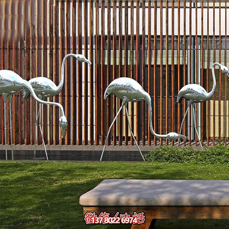 公園休閑裝飾，精美不銹鋼雕塑火烈鳥(niǎo)
