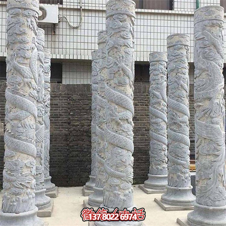 大理石石雕龍柱雕塑，美化戶外景觀