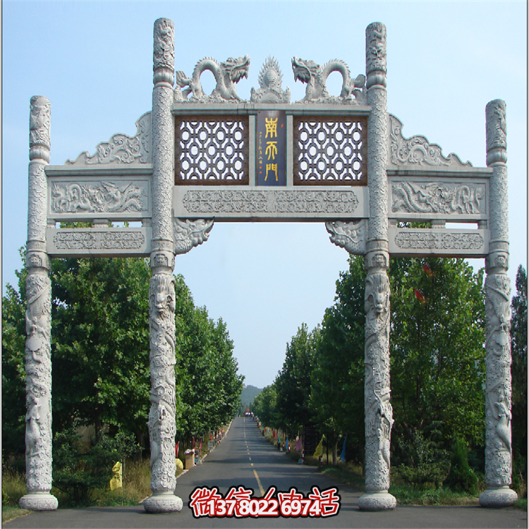 藝術(shù)型大理石雕刻品，精致浮雕牌坊