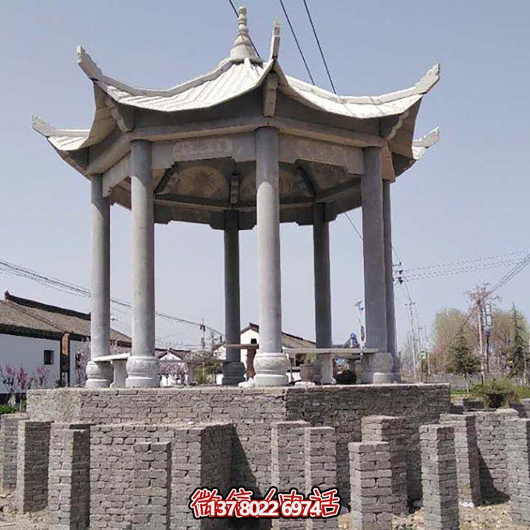仿古做舊給戶(hù)外公園帶來(lái)經(jīng)典青石石雕涼亭
