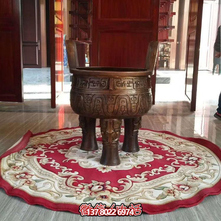 純銅鼎仿古香爐擺件，圓潤家居裝飾