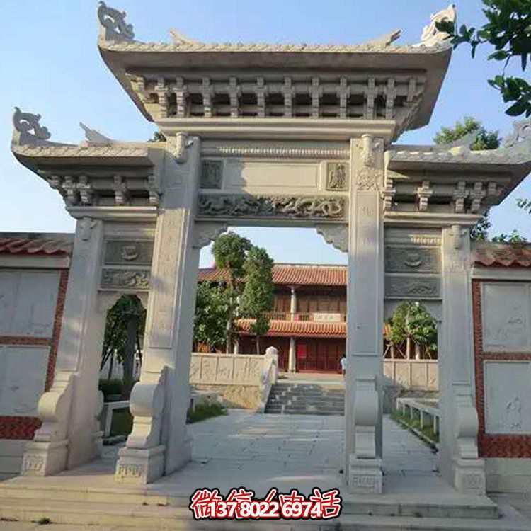 精美大理石石雕景區(qū)園林，大型門樓牌坊雕塑