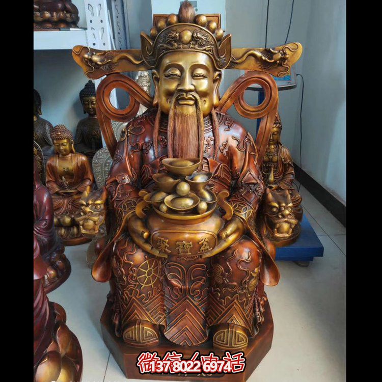 家用純銅鍛造財(cái)神爺?shù)袼堋?cái)源滾滾，祝福財(cái)運(yùn)永久