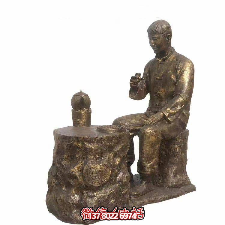 仿銅玻璃鋼人物小品雕塑，景觀戶外公園裝飾