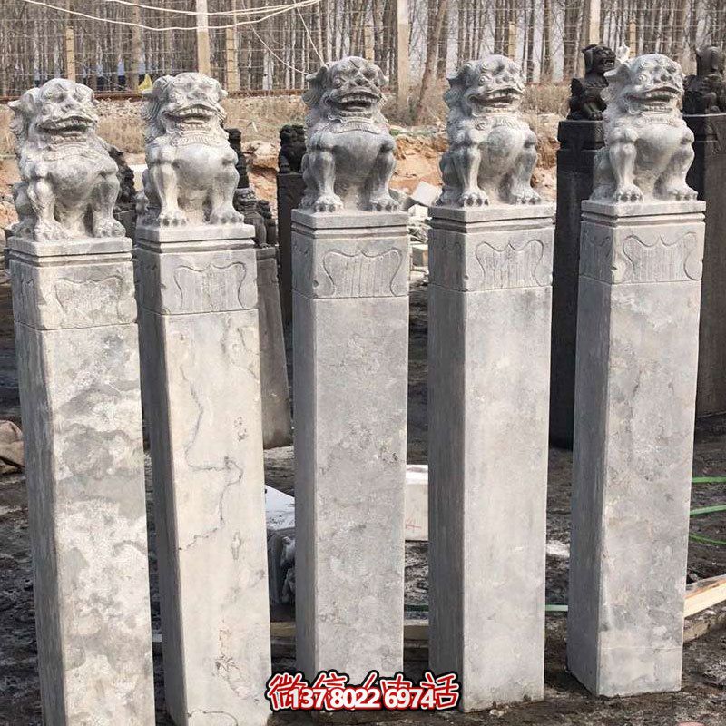 精美大理石獅子拴馬柱，點綴庭院園林