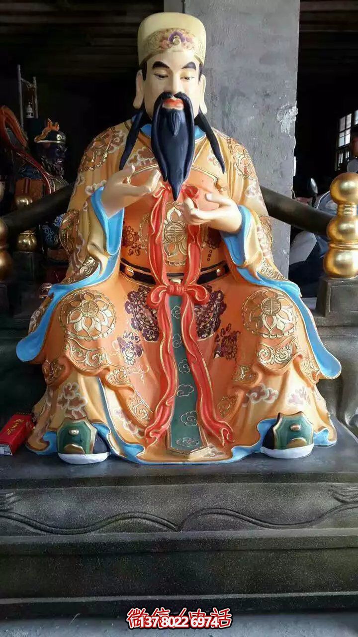 精美供奉財神雕塑，玻璃鋼彩繪絢麗奪目