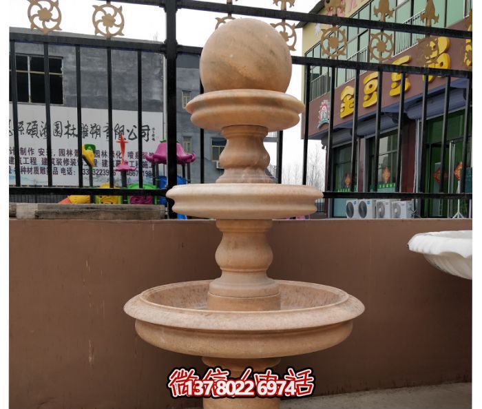 自然之美，多層風水球石雕晚霞紅別墅