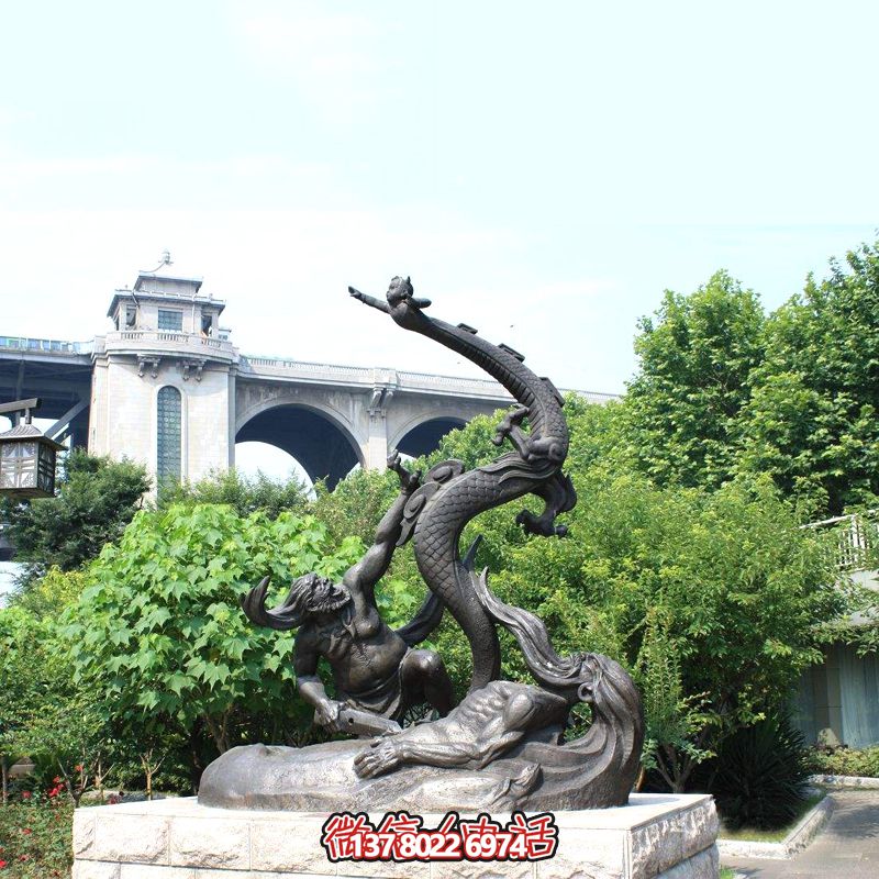 仿銅雕塑大禹治水，裝飾公園廣場