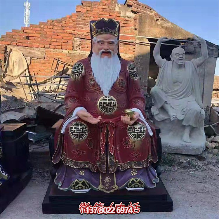 玻璃鋼彩繪財(cái)神雕塑，為景區(qū)寺廟供奉