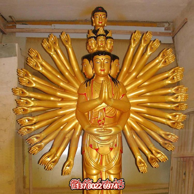 鎏金千手觀音大型雕塑，精美絕倫，醉人心魄