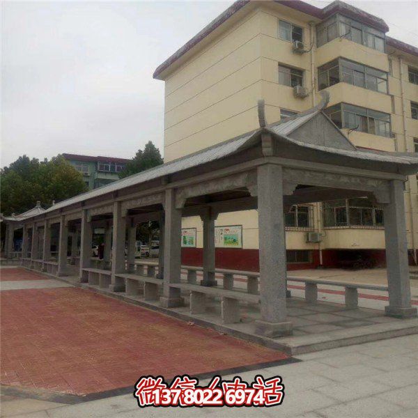 仿古建筑石雕長(zhǎng)廊亭子，打造文化小區(qū)廣場(chǎng)雕塑