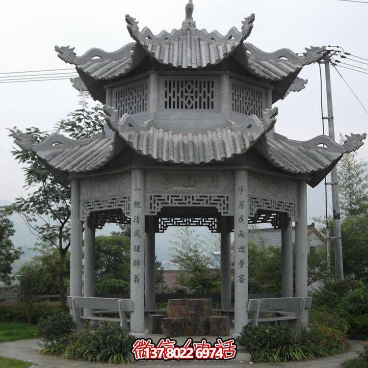 仿古青石涼亭，美觀大方，雕塑精美