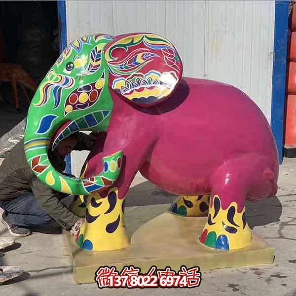 玻璃鋼雕塑大象，彩繪園林景觀