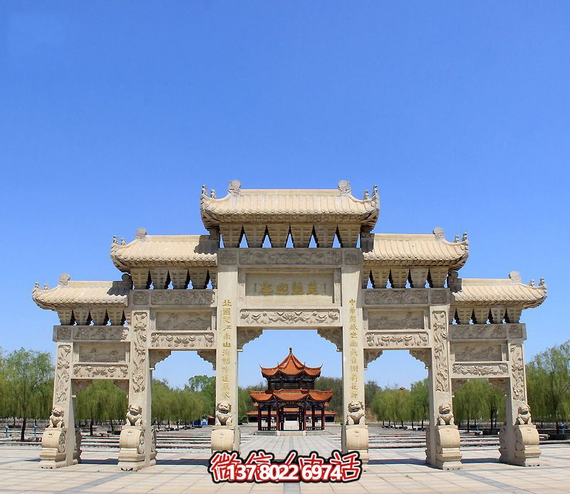 精致大型仿古花崗巖門(mén)樓牌坊 精致大型仿古花崗巖門(mén)樓牌坊