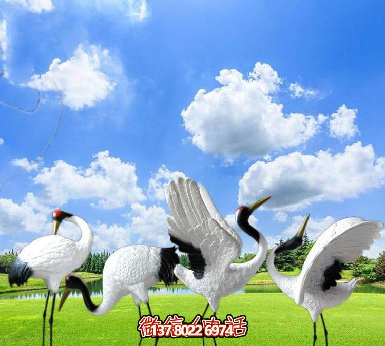 仙鶴彩繪玻璃雕塑，一次欣賞美麗風景
