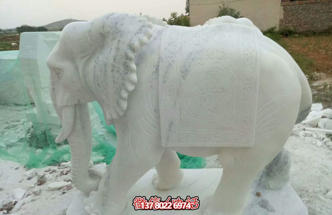 經(jīng)典漢白玉大象雕塑，戶外空間創(chuàng)意裝飾