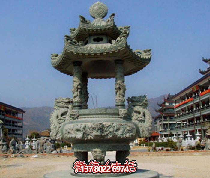 仿古寶蓋龍浮雕香爐，點綴景區(qū)廣場