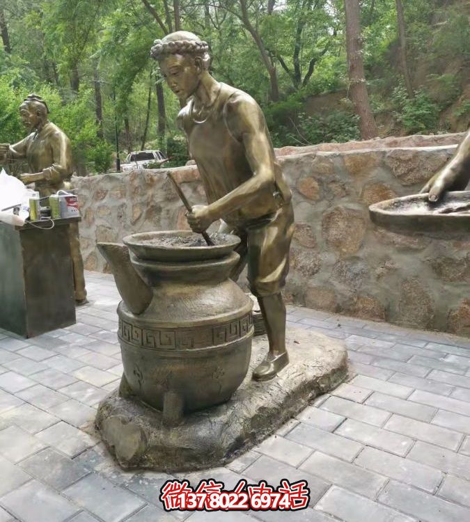 仿銅情景人物玻璃鋼雕塑，環(huán)境美化街道戶外小品