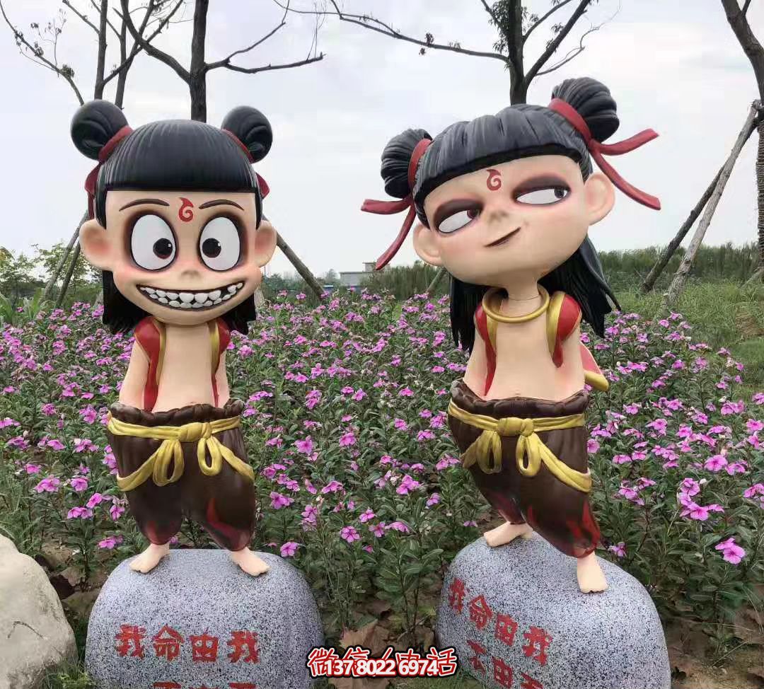 哪吒彩繪玻璃鋼雕塑，為公園廣場帶來獨特藝術(shù)氛圍