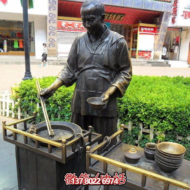 仿銅人物玻璃鋼小吃，給你無與倫比的景區(qū)體驗(yàn)