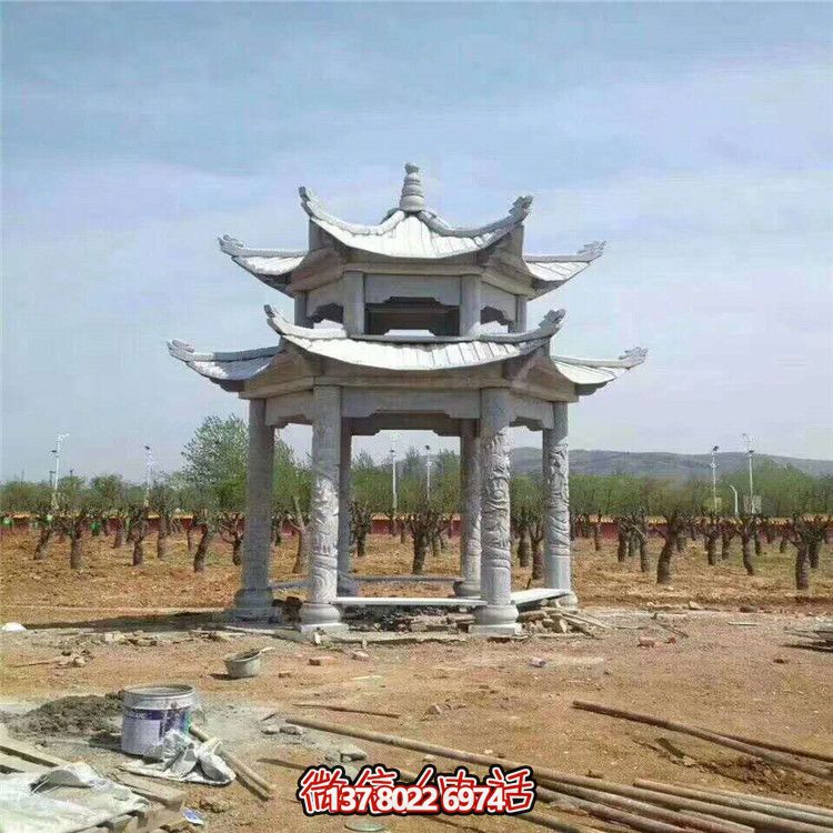 雙層雕塑涼亭，為景區(qū)、園林、戶外環(huán)境提供視覺美感