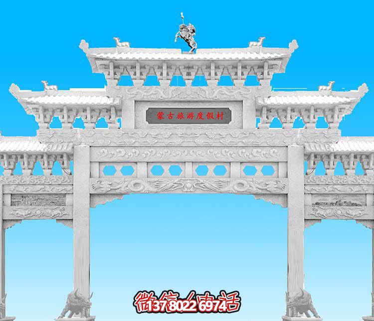 經典漢白玉雕塑，精致裝飾牌樓，為您的旅游景觀增添美感