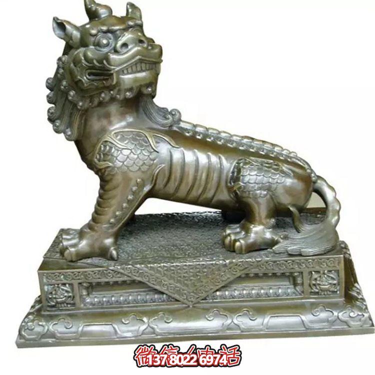 小型不銹鋼神麒麟雕塑，裝點庭院