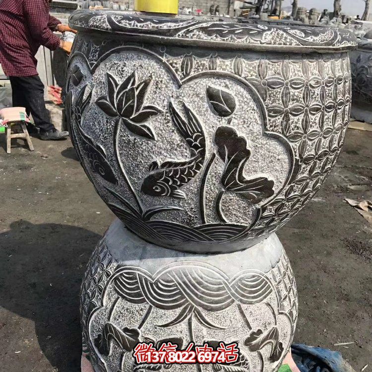 古典中式仿古石雕花盆，為您的庭院增添古風(fēng)雅致