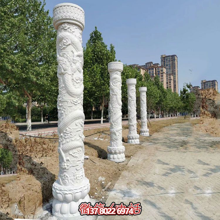 傳統(tǒng)文化靈魂，中國龍紋大理石柱雕刻景觀擺放