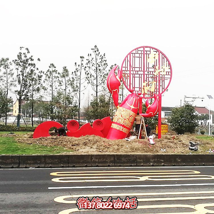 大型玻璃鋼龍蝦模型雕塑，裝飾城市街道邊