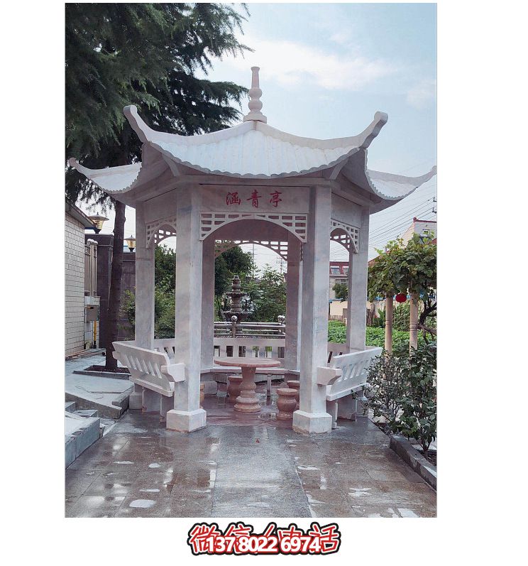 仿古大理石涼亭，美化花園景觀