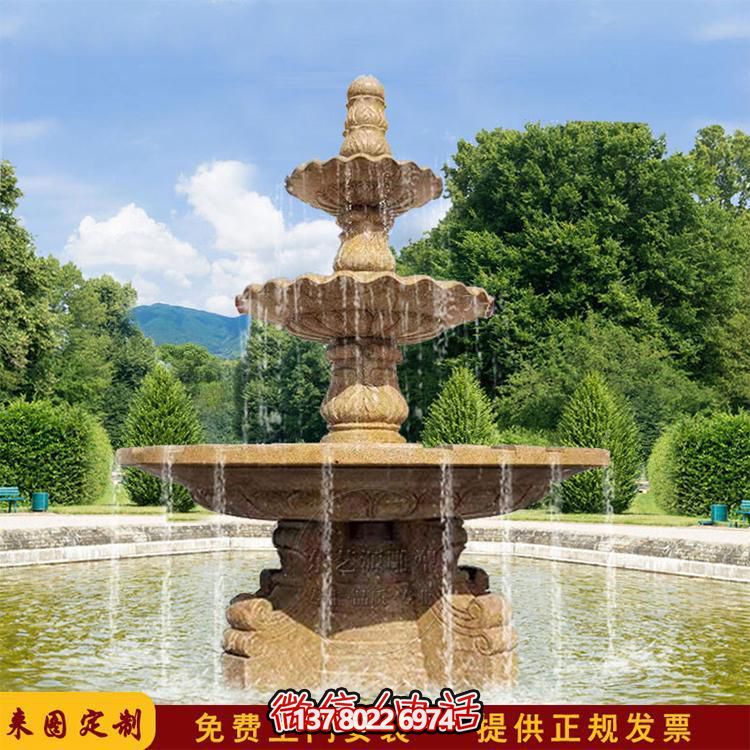 流水紅晚霞，石雕戶外景區(qū)擺件