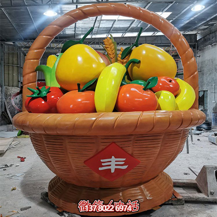 玻璃鋼制彩繪水果籃，專為戶外采摘量身打造的擺件